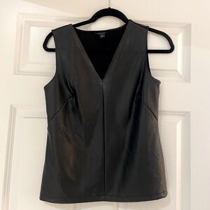 Faux leather V neck